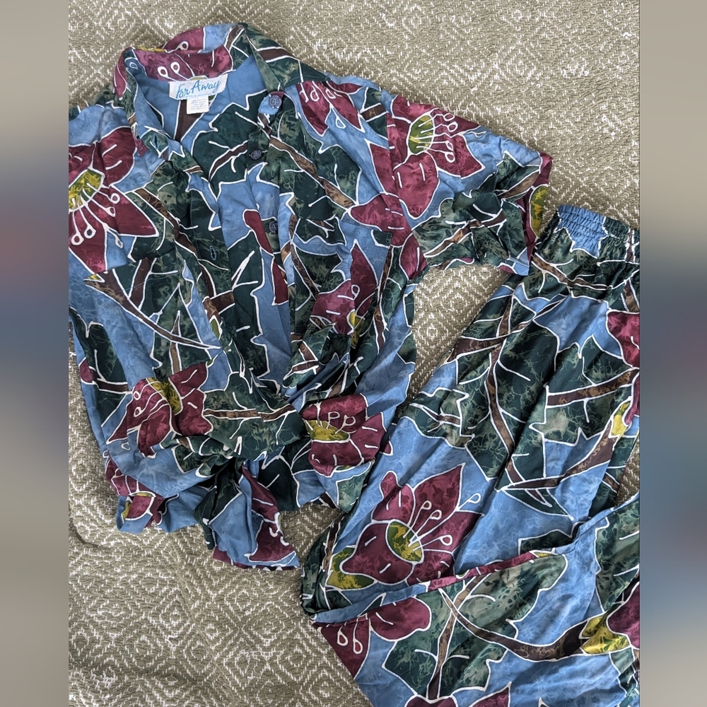 Vintage Colorful Floral Two-Piece Set